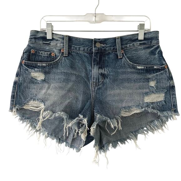 Pistola Women's Distressed Frayed Hem Medium Wash Short Denim Shorts 29 - Picture 1 of 9